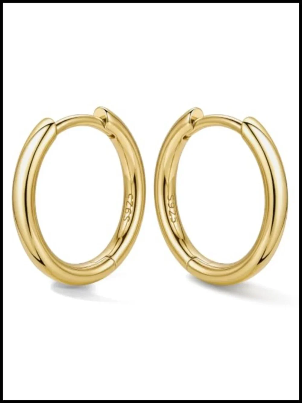 Sterling Silver Hoop Earrings 6 Size Set 8-20mm Huggie Hypoallergenic Gold